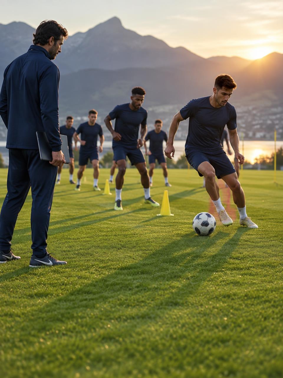 Equipo profesional durante una sesión de pretemporada